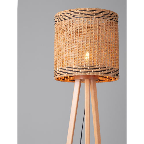 Nova Luce PLETTE Statief vloerlamp naturel, zwart E27 1x12W