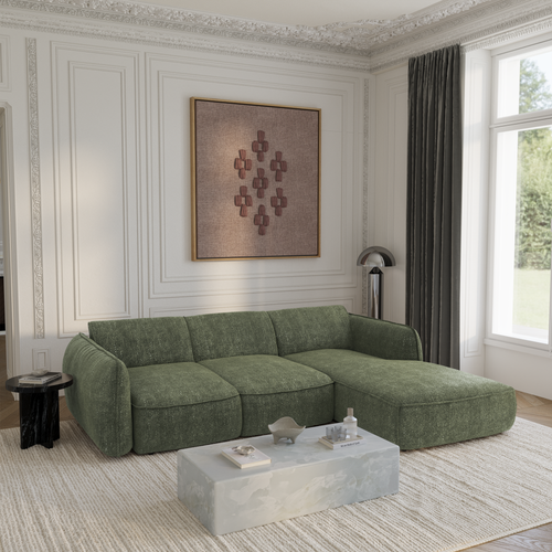 Sia Home  slaapbank LIVIA - Fluweel weefsel - Olijfgroen - 274cm