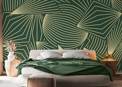Sanders & Sanders fotobehang geometrische vormen groen en goud - 375 x 270 cm - 601459