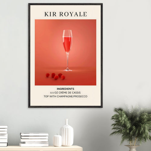 Artfulprints Poster Kir Royale cocktail - Ingrediënten   - 70x100 cm - Rood