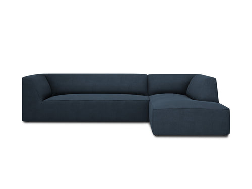 Micadoni rechter hoekbank Ruby 4-zits, structurele stof, marineblauw - 180x273x69cm