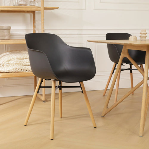 Nolon Nena-Puk Eetkamerstoelen Set van 2 - Zwart - Houten Poten - vtwonen shop