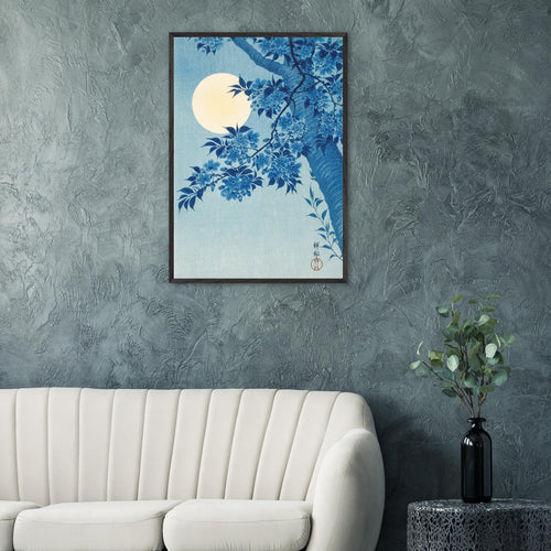 Artfulprints Poster Ohara Koson - Blossoming cherry on a moonlit night   - 50x70 cm - Meerkleurig