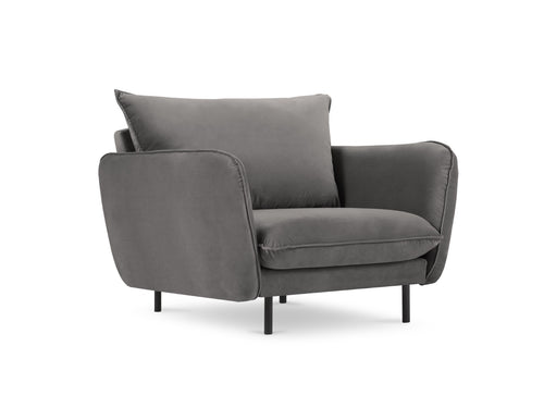 Cosmopolitan Design Fauteuil Vienna flueel, lichtgrijs - 94x97x95cm