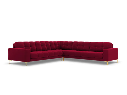 Cosmopolitan Design Symmetrische hoekbank Bali 6-zits, flueel, rood - 256x256x75cm