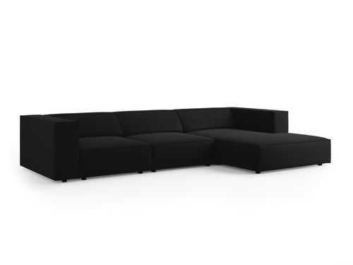 Cosmopolitan Design rechter hoekbank Arendal 4-zits, flueel, zwart - 166x284x70cm