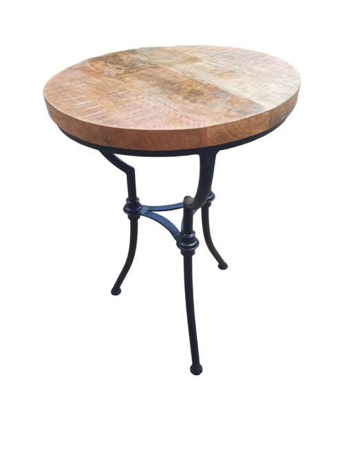 FurniLux Bijzettafel Waai - mangohout - zwart stalen onderstel - 43x43x64cm - vtwonen shop