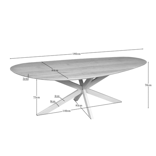 Starfurn Eettafel Cloud - Rechthoekig Zand/Eikenhout - 180x84x76cm