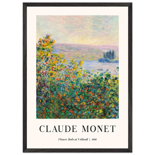 Artfulprints Poster met Lijst Claude Monet - Flower beds at Vétheuil   - 50x70 cm - Meerkleurig