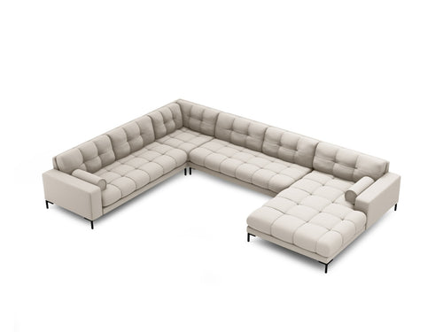 Cosmopolitan Design Panoramische hoekbank links Bali 7-zits, structurele stof, beige - 256x327x75cm