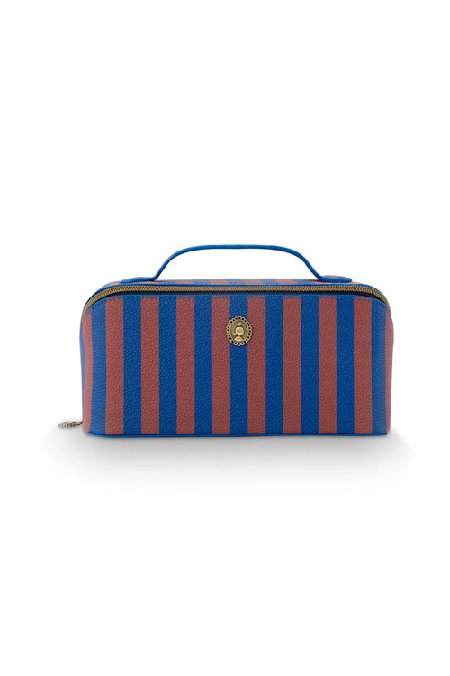 Pip Studio - Cyrille Make-up Tasje Dames - Stripe - Blauw - 11x5x22cm