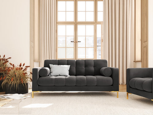 Cosmopolitan Design Bank Bali 2-zits, flueel, donkergrijs - 96x152x75cm