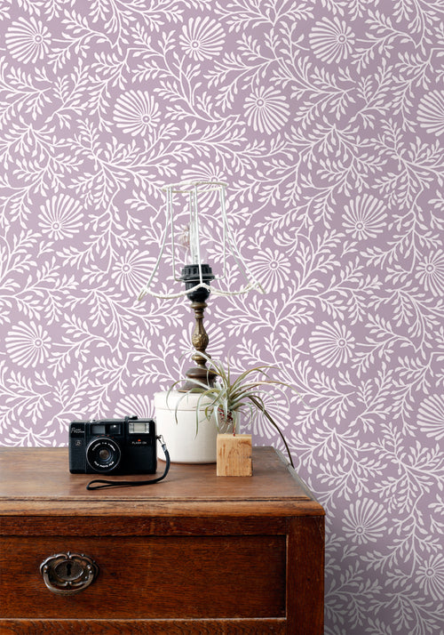 ESTAhome behang vintage bloemen lila paars - 50 x 900 cm - 131515 - vtwonen shop