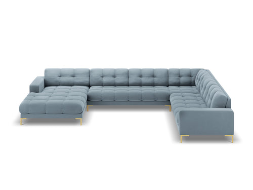Cosmopolitan Design Panoramische hoekbank rechts Bali 7-zits, flueel, lichtblauw - 256x327x75cm