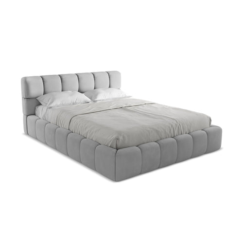 LaMiaSofa Bed met opbergruimte Roma - chenille stof - lichtgrijs - 180x228x82