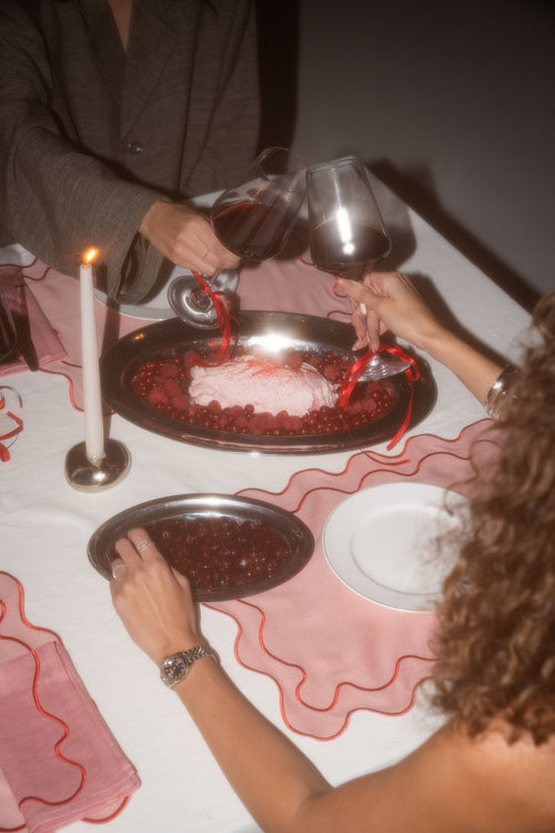 Kulu Club placemats Wavy - linnenmix - roze - set van 2 - vtwonen shop