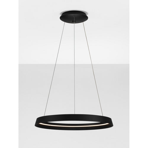 Nova Luce ORMI Geïntegreerde LED-hanglamp voor plafond, zandkleurig zwart, Triac dimbaar, 52W, 3717lm, 2700-3000K kleurtemperatuur.