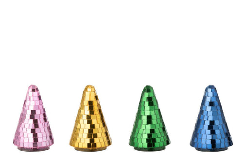 J-Line decoratie Boom Spiegel - glas - mix - small - 4 stuks - vtwonen shop