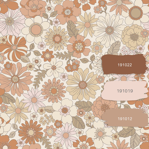 ESTAhome behang retro bloemen terracotta en lichtbeige - 53 cm x 10.05 m - 131247