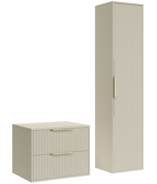 Badplaats Wastafelkast Rimini 60 cm – Beige – Badmeubel met Kolomkast