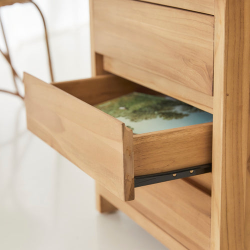 Tikamoon Bureau van massief teak met opbergkastje - Naturel - vtwonen shop