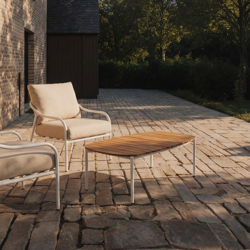 Tikamoon  2-zits loungeset in écrukleurige stof en wit metaal - Beige