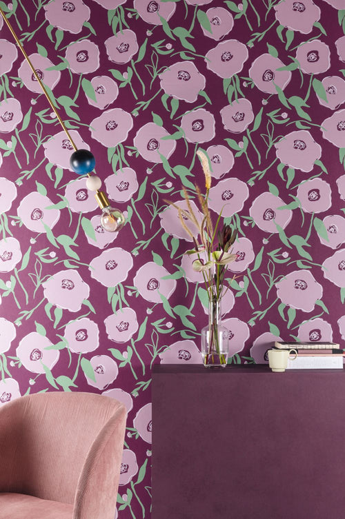 Masureel behang bloemen paars - 53 cm x 10.05 m - 631829 - vtwonen shop
