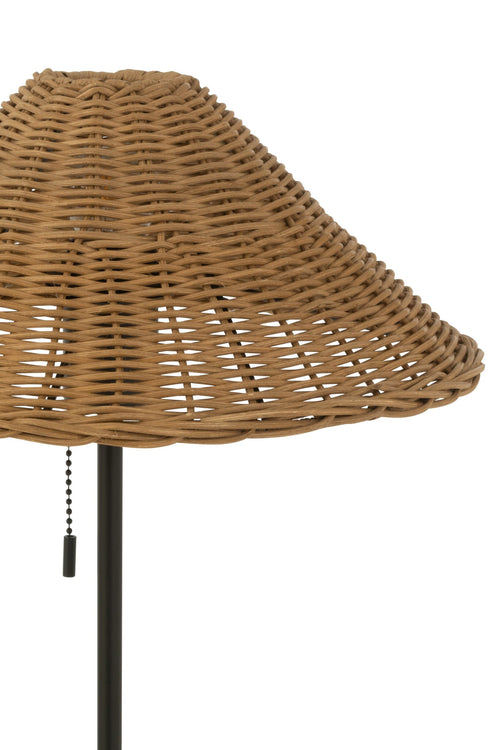 J-Line tafellamp - metaal/rotan - zwart/naturel