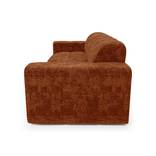 Sia Home - Rechte bank MAEL - Fluweel met reliëf - Terracotta - 230cm