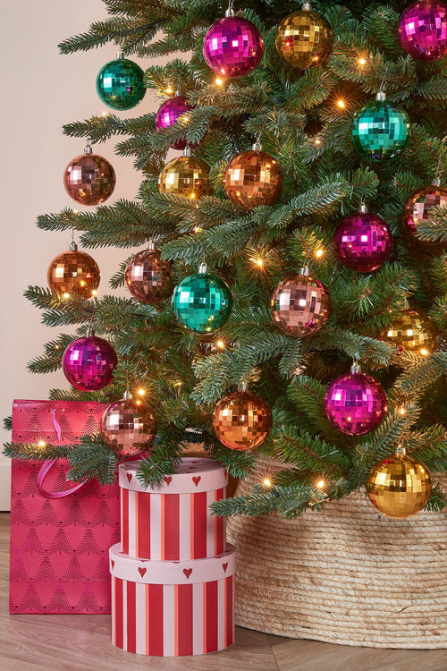 Mica Decorations Bal onbreekbaar goud groen roze oranje fuchsia 30 stuks - d8cm