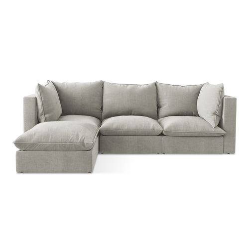 LaMiaSofa hoekbank links Ravenna - textuurstof - lichtgrijs - 255x165x77