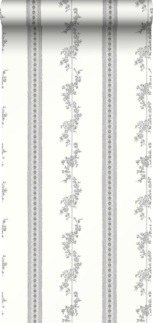 Borastapeter behang bloemen beige en grijs - 53 cm x 10.05 m - 660046