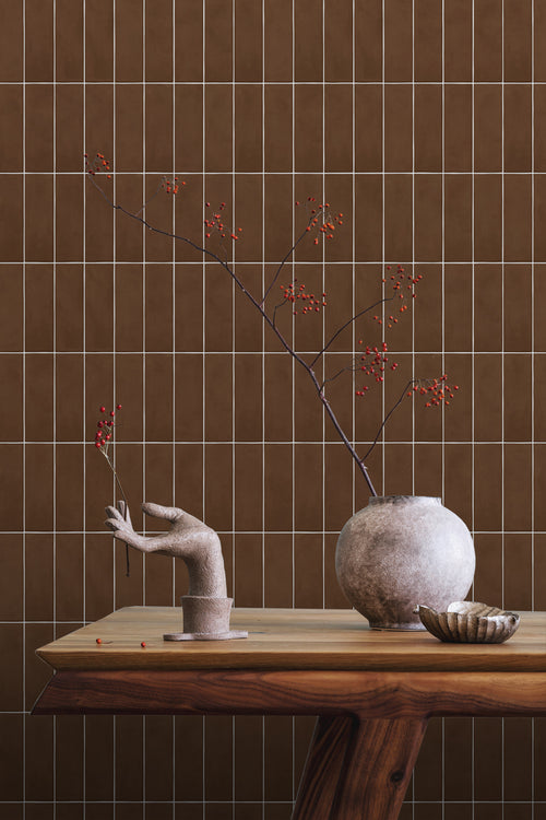 ESTAhome behang tegelmotief donkerbruin - 50 x 900 cm - 131533 - vtwonen shop