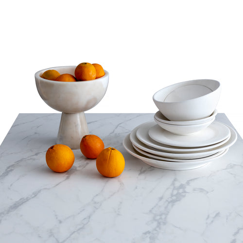 Eettafel met wit marmer effect in melamine 160 cm ALBERTA - vtwonen shop