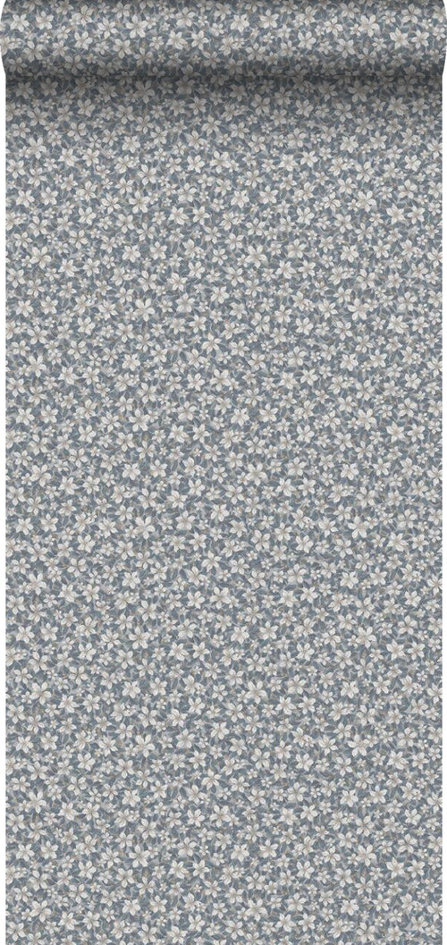 Borastapeter behang vintage bloemetjes vergrijsd blauw - 53 cm x 10.05 m - 660918 - vtwonen shop