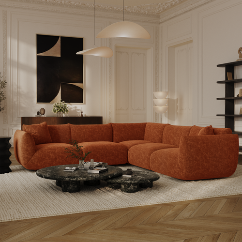 Sia Home - Modulaire hoekbank met panoramisch uitzicht NOOMA - chenillefluweel  302cm