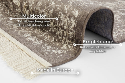 Oriental Velvet Carpet with Fringes Oriental Vintage Medaillon 135x195 cm