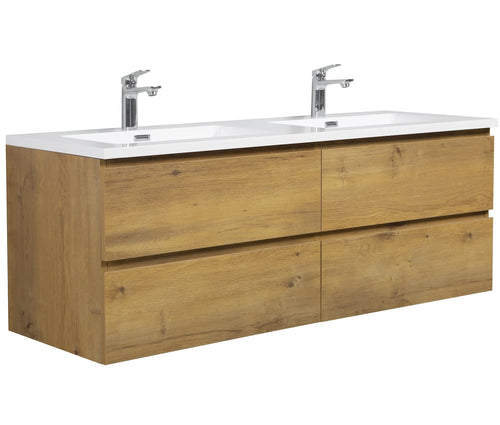 Badplaats Badkamermeubel Set Angela 140 cm – Eiken – Badmeubel met Wastafel
