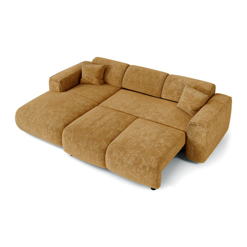 Sia Home - Hoekbanken YUMA - Fluweel met reliëf - Mosterd - 283cm - vtwonen shop