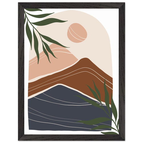 Artfulprints Poster met Lijst Boho – Mountain sun   - 30x40 cm - Bruin
