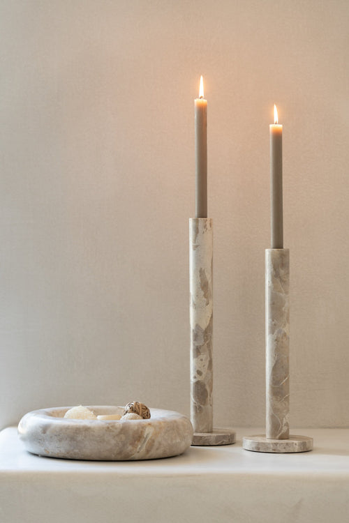 J-Line kaarshouder Marmer - steen - beige - set van 3