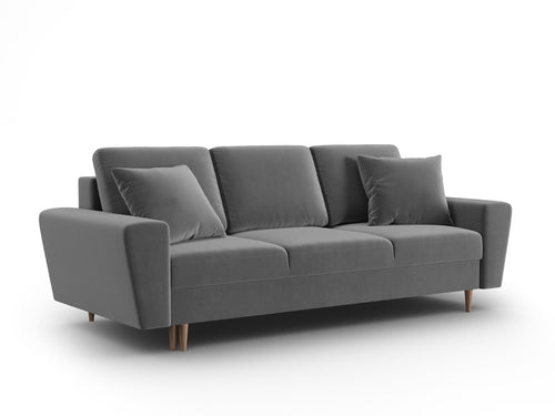 Cosmopolitan Design Slaapbank met opbergdoos Kyoto 3-zits, flueel lichtgrijs - 100x235x88cm