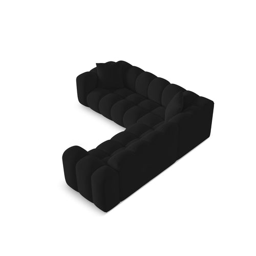 Cosmopolitan Design - Hoekbank Treno 3-zits, flueel zwart - 240x240x70cm