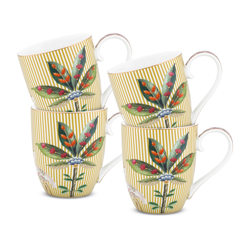 Pip Studio La Majorelle Mokken - Servies - Set van 4 Kopjes - Geel - 450ml - vtwonen shop