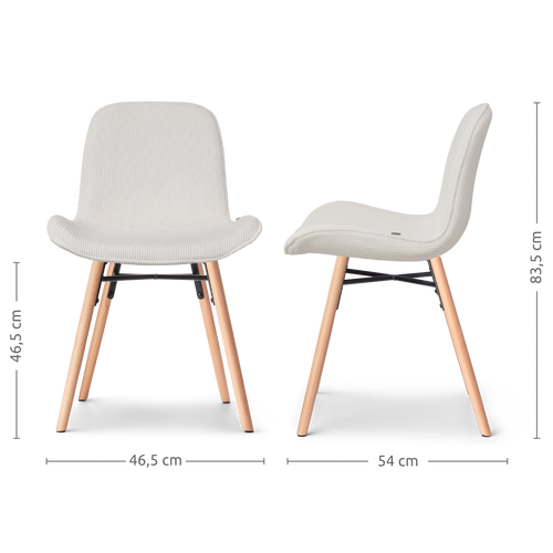 Nolon Nena-Fé Eetkamerstoelen Set van 2 - Ribstof Crème - Hout - vtwonen shop