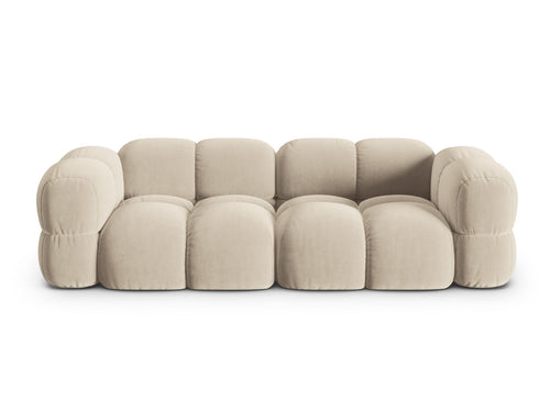 Cosmopolitan Design Bank Loretto 4-zits, flueel lichtbeige - 100x250x68cm