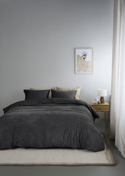 Ambiante Plush Teddy dekbedovertrek - Lit Jumeaux - 240x200/220 - Antraciet