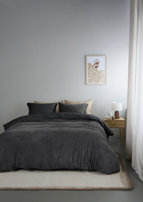 Ambiante Plush Teddy dekbedovertrek - Tweepersoons - 200x200/220 - Antraciet - vtwonen shop