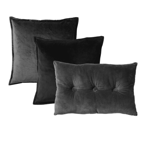 Dutch Decor - KUSSENSET - 3-delig - Caith & Valerie - 50x50 cm, 40x60 cm - sierkussens inclusief binnenkussens - zwart, antraciet - vtwonen shop