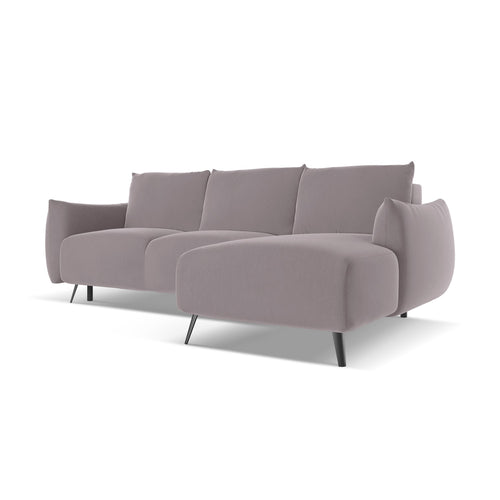 LaMiaSofa hoekbank rechts Genova - velours - lavendel - 242x162x86